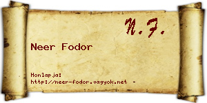 Neer Fodor névjegykártya